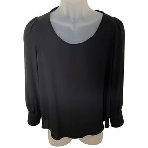 Loft Black Long Sleeve Blouse w/ Gold Buttons Women SP Small Petite